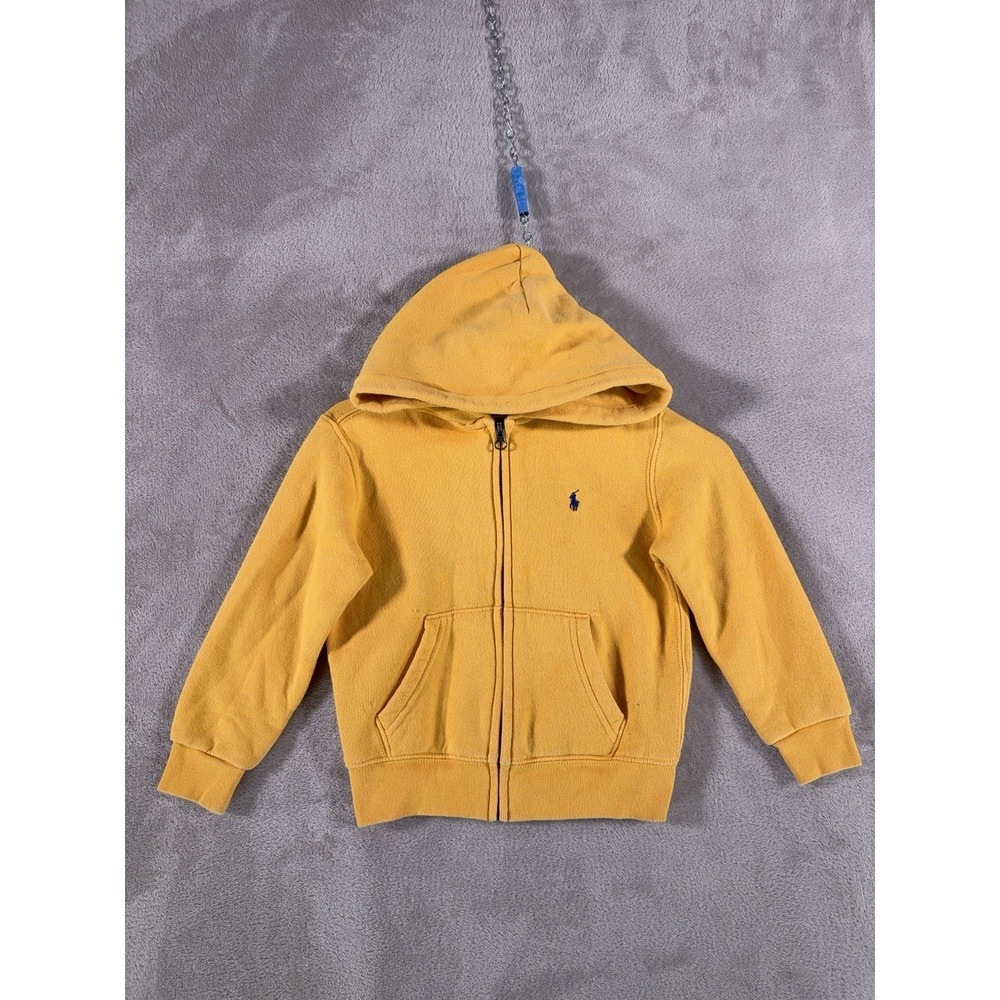 Polo Ralph Lauren Full Zip Hoodie Boys 4T Yellow Pony Logo Sweatshirt‎